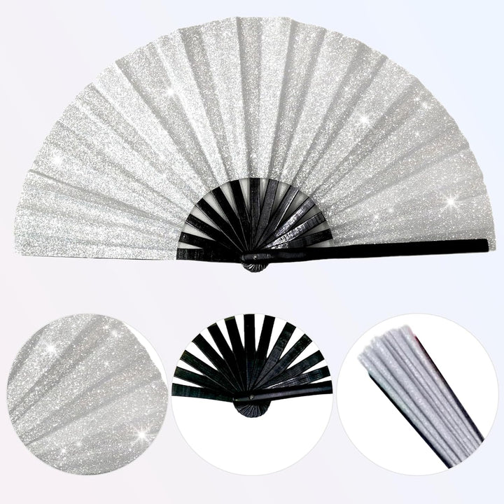 baotongle Grosse Glitzer Faltbare Seide Hand Fächer Chinesischer Tai Chi Faltender Handfächer Nylon