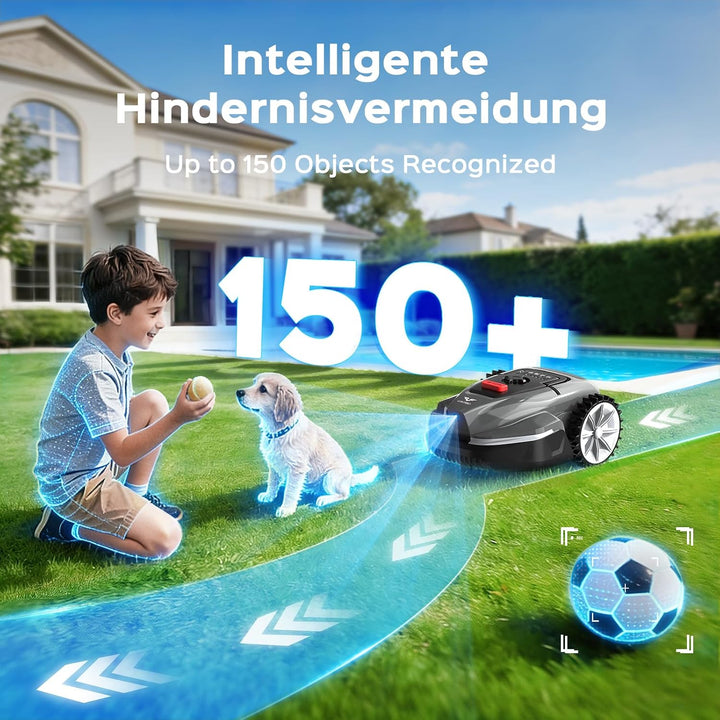 V3 Mähroboter ohne Begrenzungskabel, KI-Visionsnavigation, 150+ Hinderniserkennung, App-Steuerung, b