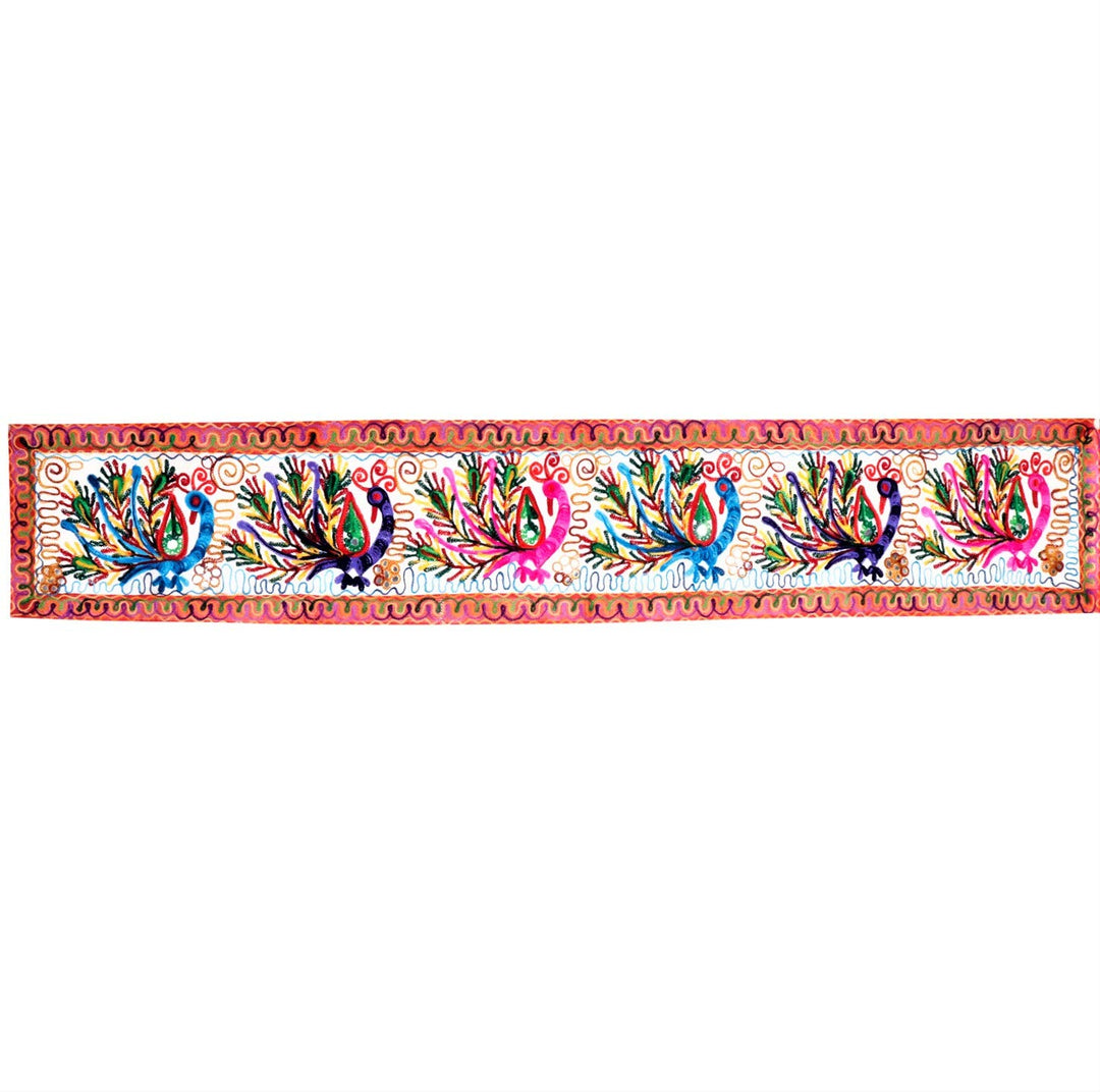 Purpledip 11485 Wandteppich, Baumwolle, Motiv Pfauen Jambooree, Vintage-Stickerei