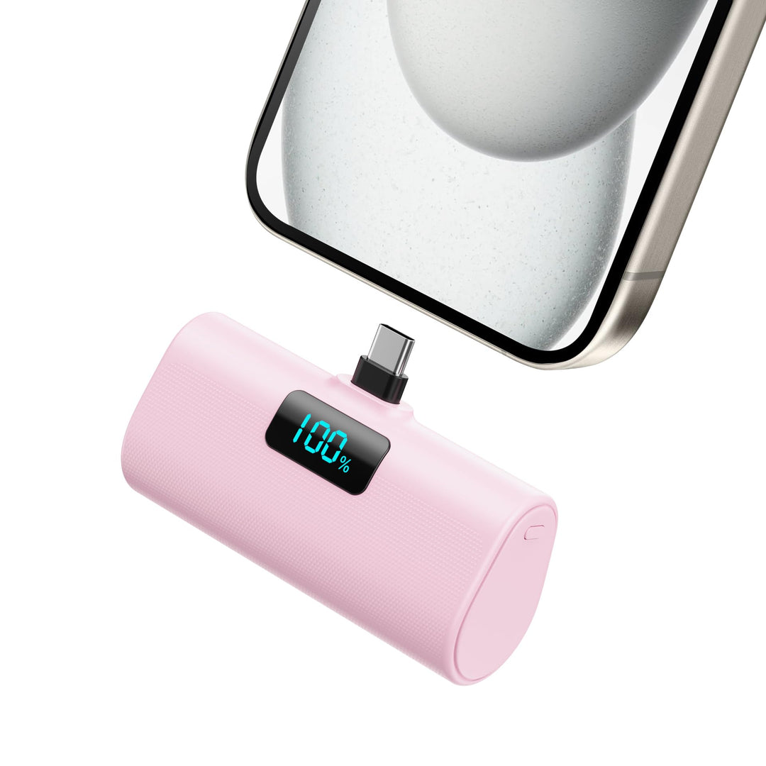 Mini Powerbank 5200mAh, Klein Power Bank USB C PD Externer Akku, Compact LCD Digitalanzeige Akkupack