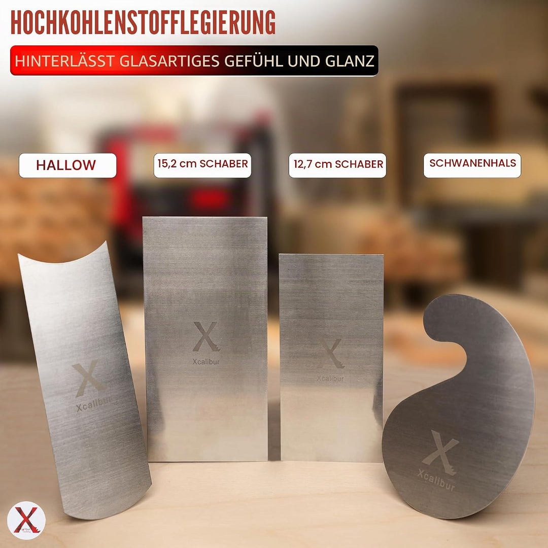 Schrankschaber 4er Set Schaber, 2 x Rechteck, 1 x Schwanenhals und 1 x gebogener Kartenschaber, gefo