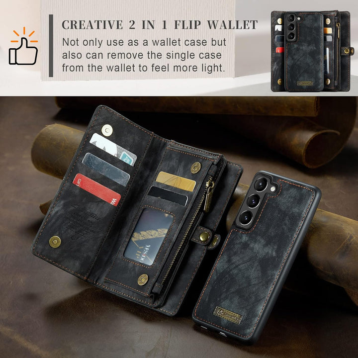 UFinetech Samsung S23 Plus Hülle, Stossfest Kartenfach Magnetisch Abnehmbare Tasche Samsung Galaxy S