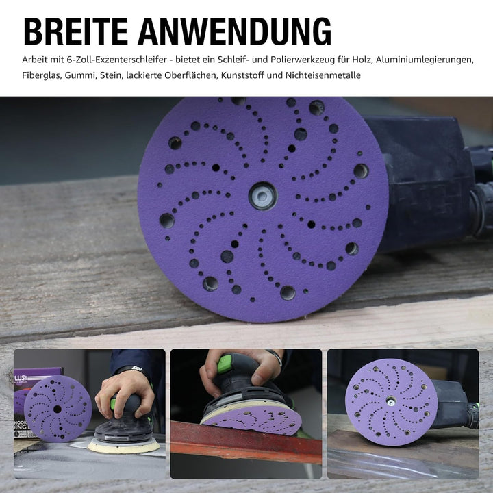 Schleifscheiben 150mm Klett 150 Körnung Keramik Schleifpapier Blau Poröses Schleifscheiben, Exzenter