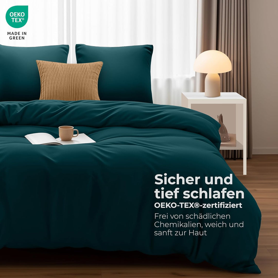 Utopia Bedding Bettwäsche Set - Mikrofaser Bettbezug 260x240 cm + 2 Kissenbezüge 65x65 cm - Blaugrün