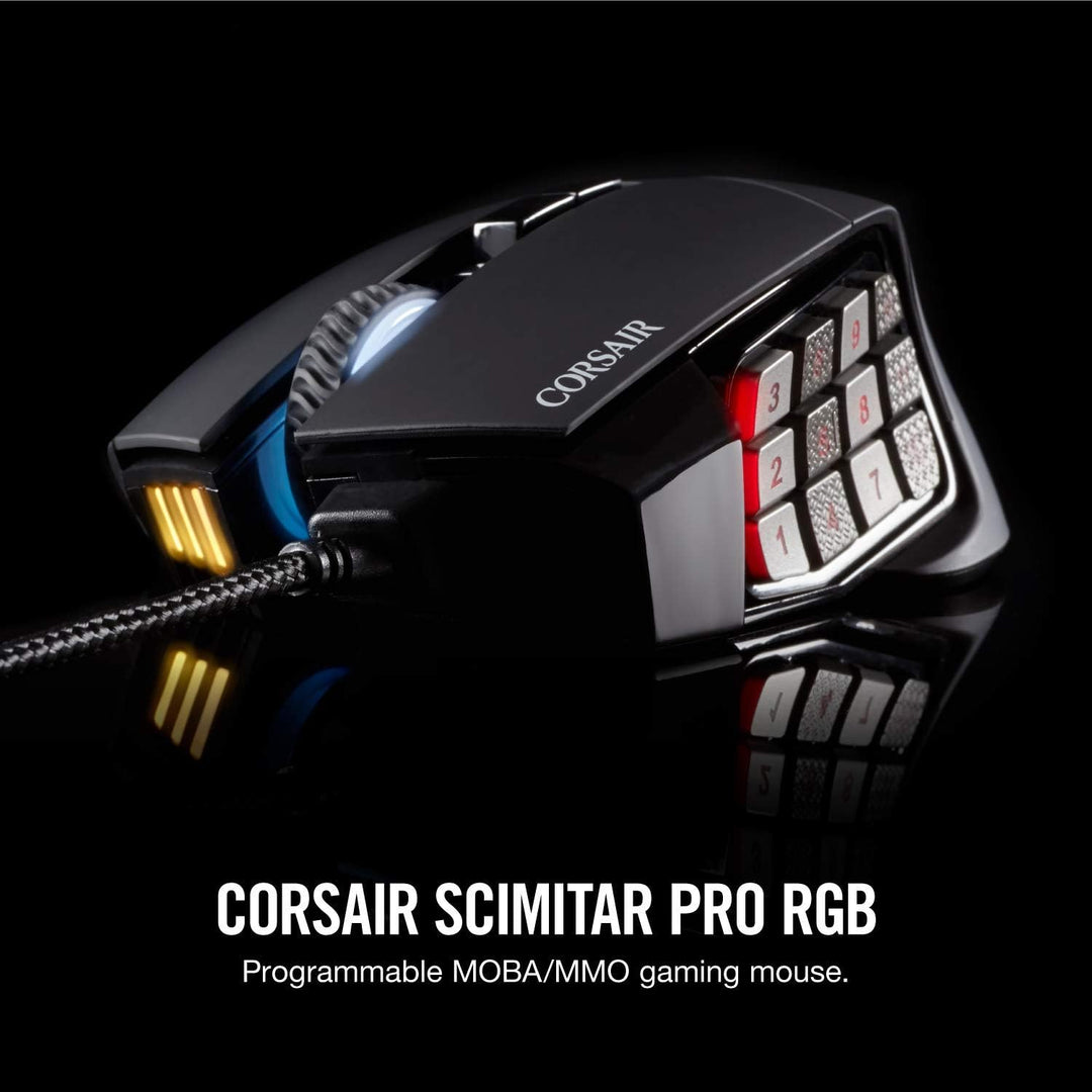 Corsair, USB, Scimitar Pro RGB – MMO Gaming Maus – 16.000 DPI optischer Sensor – 12 programmierbare