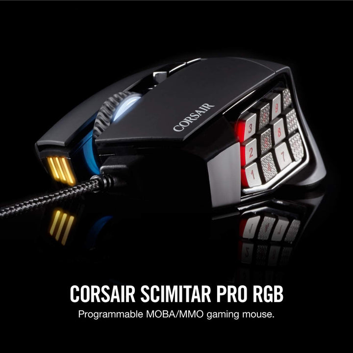 Corsair, USB, Scimitar Pro RGB – MMO Gaming Maus – 16.000 DPI optischer Sensor – 12 programmierbare