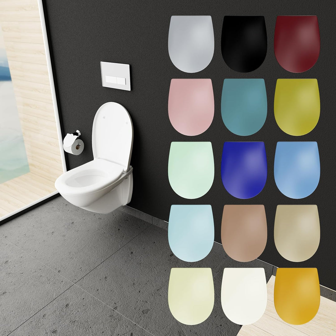 LUVETT® WC-Sitz mit Absenkautomatik C100 oval universell, Toilettendeckel mit 3 Edelstahl Montagelös
