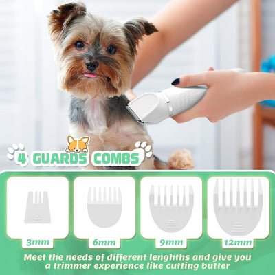 BENTFINE 4 in 1 Leise Schermaschine Hund Katze,Wiederaufladbar Haustier Schermaschine mit Krallensch