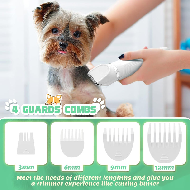 BENTFINE 4 in 1 Leise Schermaschine Hund Katze,Wiederaufladbar Haustier Schermaschine mit Krallensch