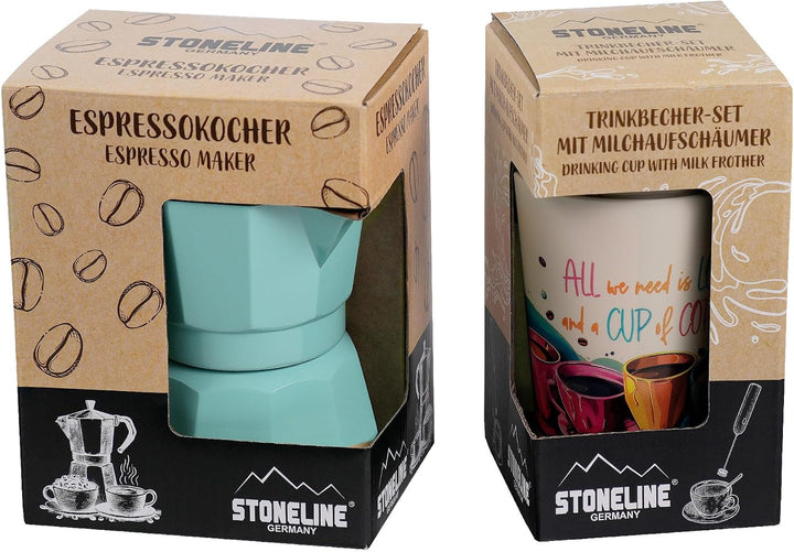 STONELINE Espressokocher Induktion aus Aluguss 170 ml, 4 Tassen, für alle Herdarten, Italienischer K