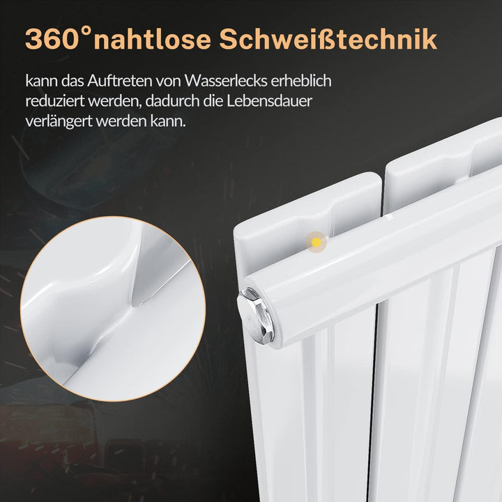 ELEGANT Paneelheizkörper Horizontal 630 x 616 mm Weiss Badezimmer/Wohnraum Einlagig Horizontal Heizk