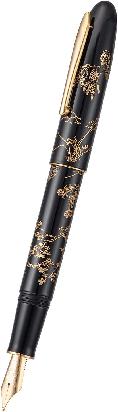 erofa Hongdian N23 Schwarz Hase Füllfederhalter, Iridium Extra Feine Feder Gold Trim, Neujahr Glück
