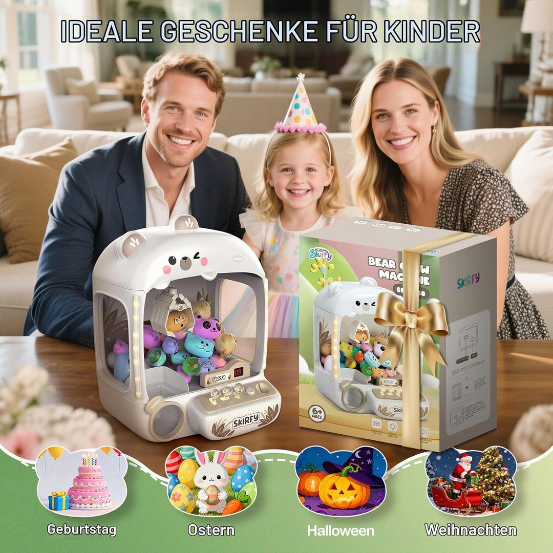 Skirfy Greifautomat für Kinder, Bärenspielzeug für Mädchen ab 6 Jahren, Mini-Verkaufsautomat für Kin