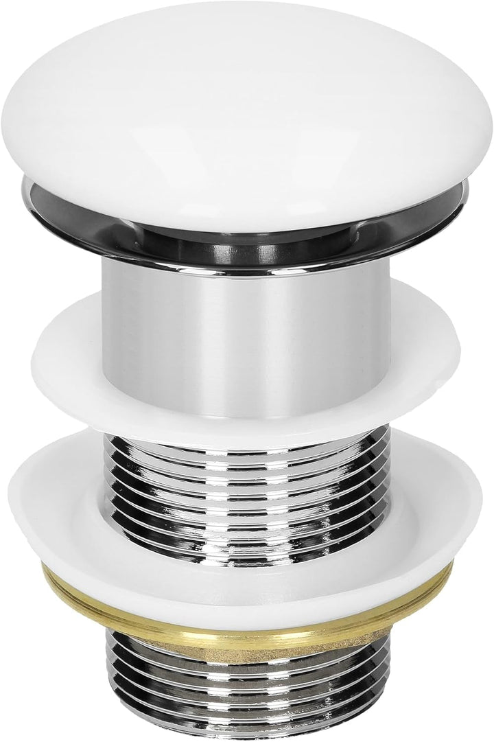 ECD Germany Waschbecken Waschtisch Ø 320x135 mm aus Keramik Weiss inkl. Ablaufgarnitur für Waschbeck