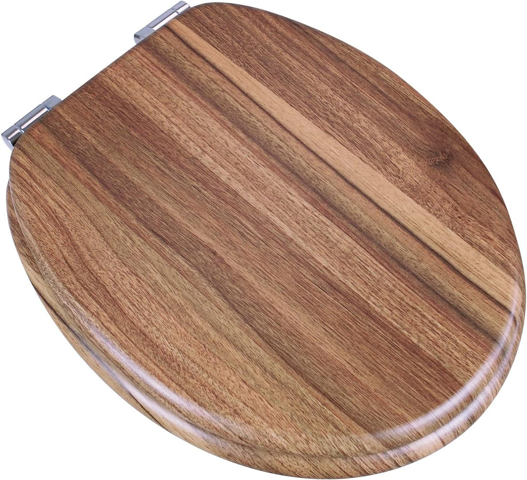 WC Sitz mit Absenkautomatik, Toilettendeckel aus MDF Holz, Stabil Klodeckel mit Soft Close, Toilette