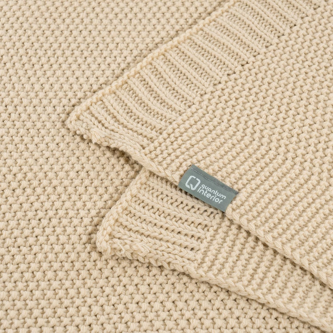 Strickdecke mit hochwertiger Randverarbeitung, Sommerdecke wie Handgestrickt, weiche Kuscheldecke, m