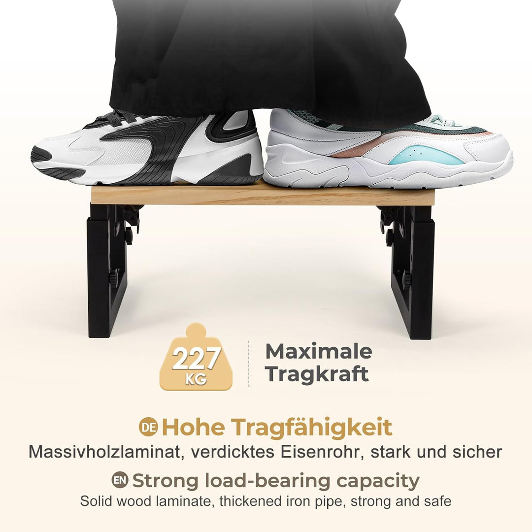 Yorbay Toilettenhocker Metall mit Holz, Kackhocker für Erwachsene, Anti-Rutsch Verstellbarer Klohock