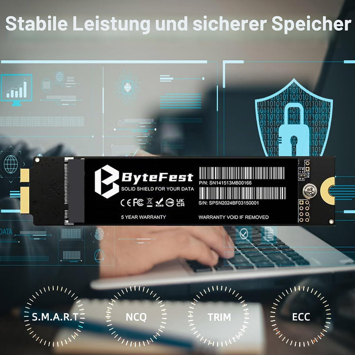 ByteFest SSD 256GB für MAC, Interne Festplatte, 3D NAND Kompatibel mit Apple MacBook Air 2010-2011 A