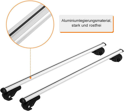 Ejoyous Universal Aluminium Dachträger, 124 cm Dachgepäckablage Abschliessba Relingträger Auto Laste