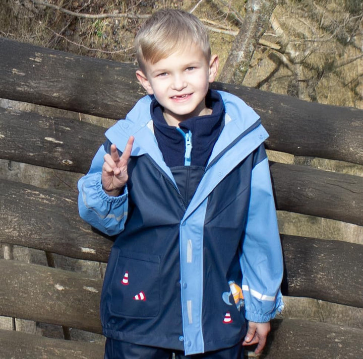 Playshoes Unisex Kinder Regenjacke Wind-und wasserdicht Regenmantel Regenbekleidung 98 Baustelle, 98