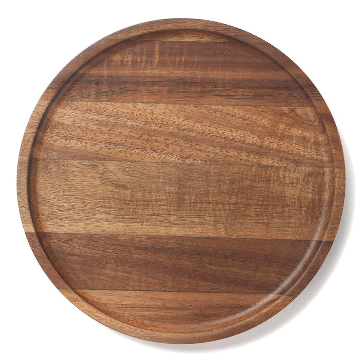 Tablett Rund aus Akazienholz, Serviertablett Holz, Charcuterie Brett, Dekorative Tablett für Couchti