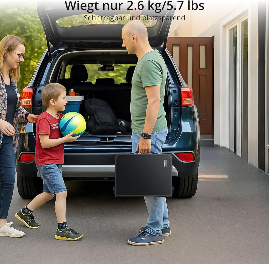 Anbte Campingtisch Klappbar aus Aluminium 3 Höhenverstellbar Koffertisch mit Aufbewahrungsnetz Tragb