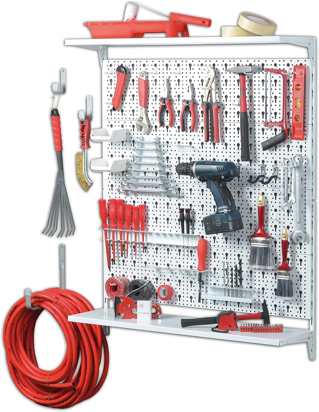 Element System ORGANIZER 3 Werkzeugwand aus Metall, 72-teilig inklusive Schrauben und Dübel, Lochwan