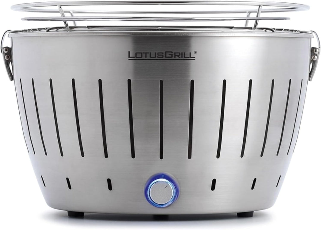 LotusGrill Classic Edelstahl mit USB-Anschluss - der raucharme Holzkohlegrill Stainless, Stainless