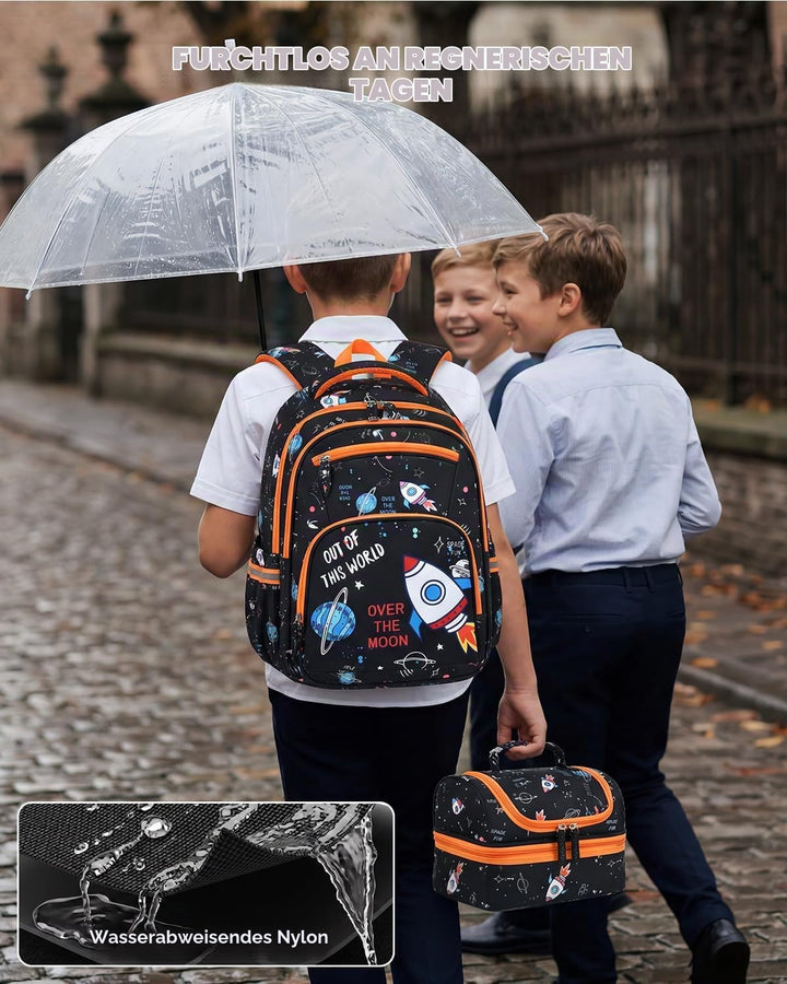 Amythe Schulrucksack Jungen 8-15 Jahre, Wasserdichte Schultasche Kinder mit Federmäppchen &amp; Brustgur