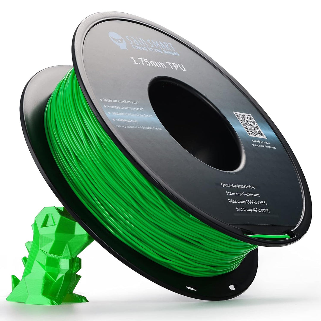 SainSmart flexibles TPU 3D-Druck-Filament, 1,75 mm, 0,8 kg, Massgenauigkeit +/- 0,05 mm (Neongrün),