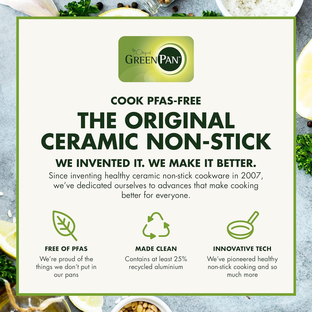 GreenPan Cambridge Rechteckige Grillfpanne (28 cm), gesunde keramische Antihaftbeschichtung, PFAS-fr