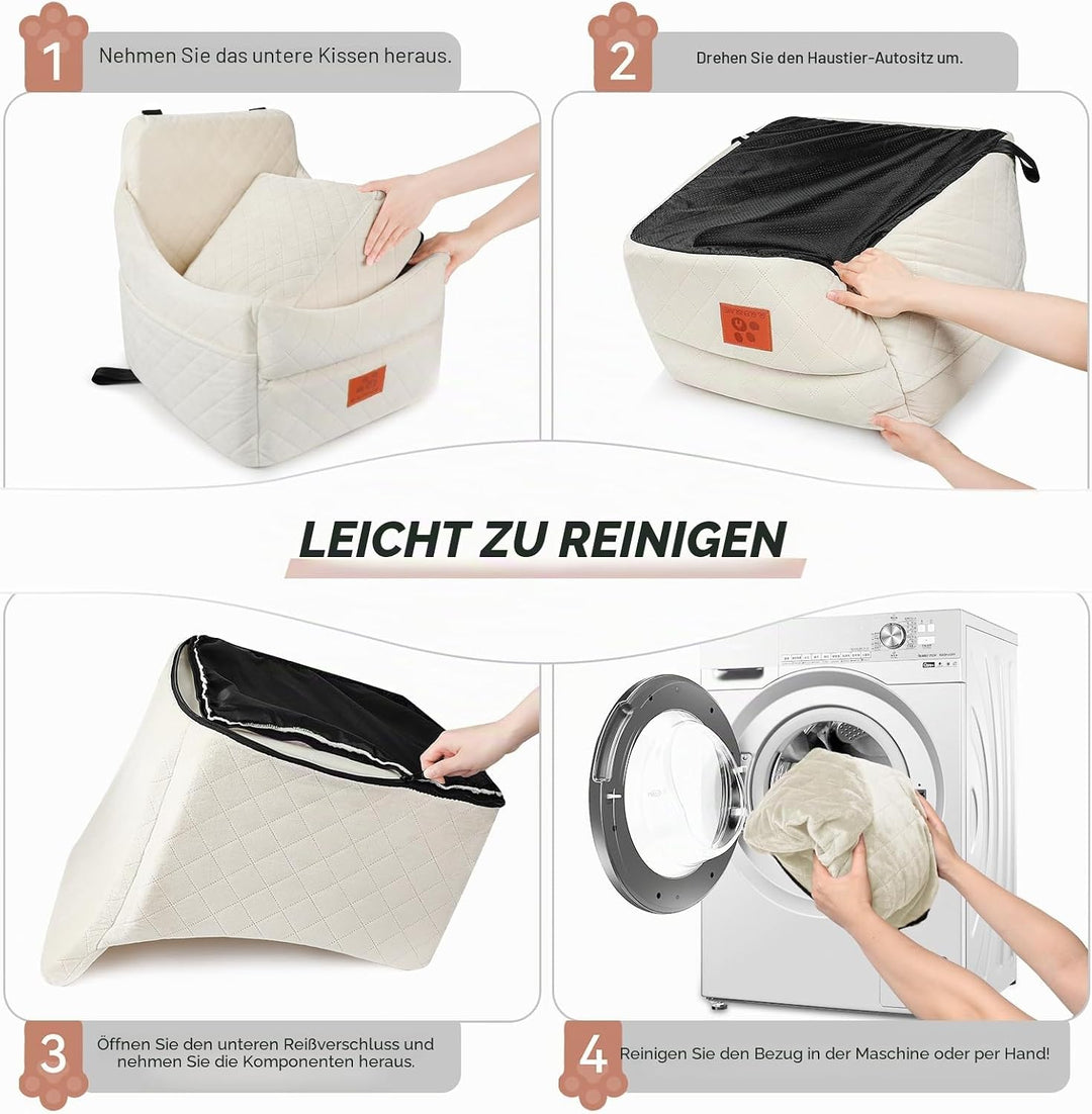 Hunde-Autositz für kleine/mittlere Hunde, Hundeautositz mit Dicker Polsterung unter 15,9 kg, Abnehmb