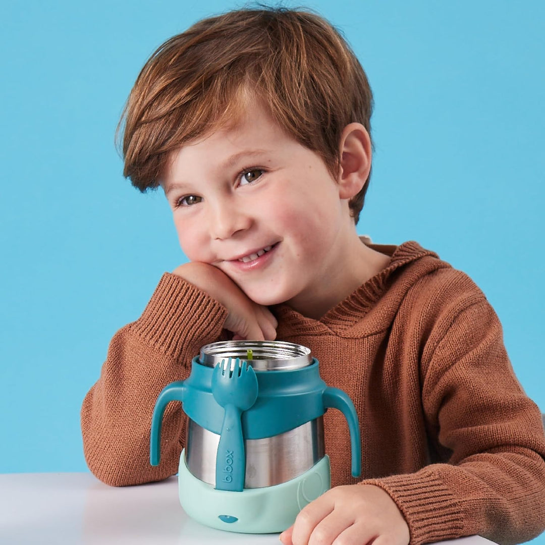 b.box Isolierte Lebensmitteldose mit doppelwandigem Edelstahl und Löffel, Kinder-Lunchbox für heisse