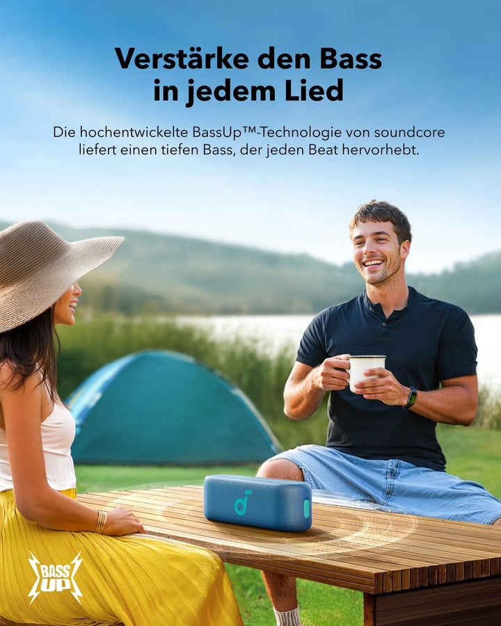 soundcore Select 2S, tragbarer Bluetooth-Lautsprecher mit 20W Stereo-Sound, BassUp™-Technologie, 16h