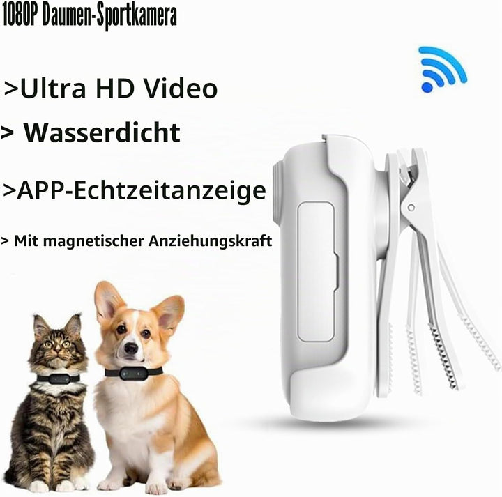 Mini-Sportkamera, 4 K, tragbar, POV, 120 ° Weitwinkel, Sportkamera mit Clip hinten, 360 °, Audio- un