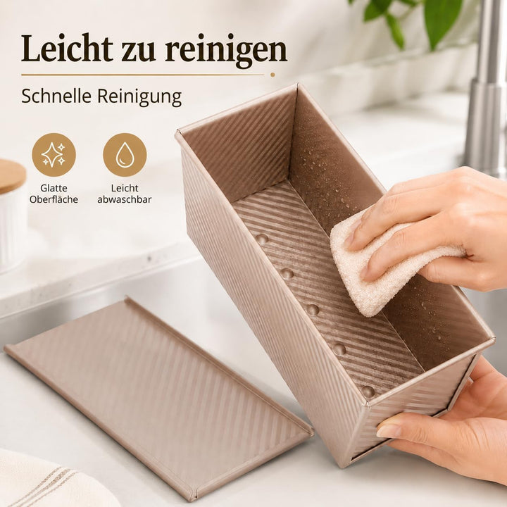 CANDeal Für 1000g Teig Toast Brot Backform Gebäck Kuchen Brotbackform Mold Backform mit Deckel(Gold-