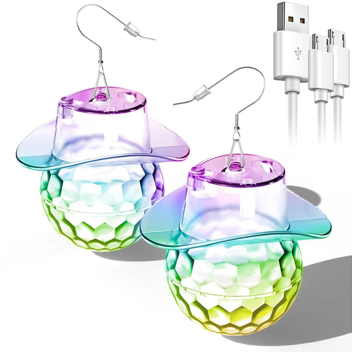 LED Ohrringe Disco Ball Ohrringe 7 RGB Licht Projektion Licht Ohrringe für Frauen Wiederaufladbare L