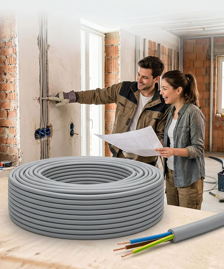 JÄGER 50 m NYM-J Mantelleitung, Installationskabel 3 x 1,5 mm², VDE zertifiziert, Kupferleitung für