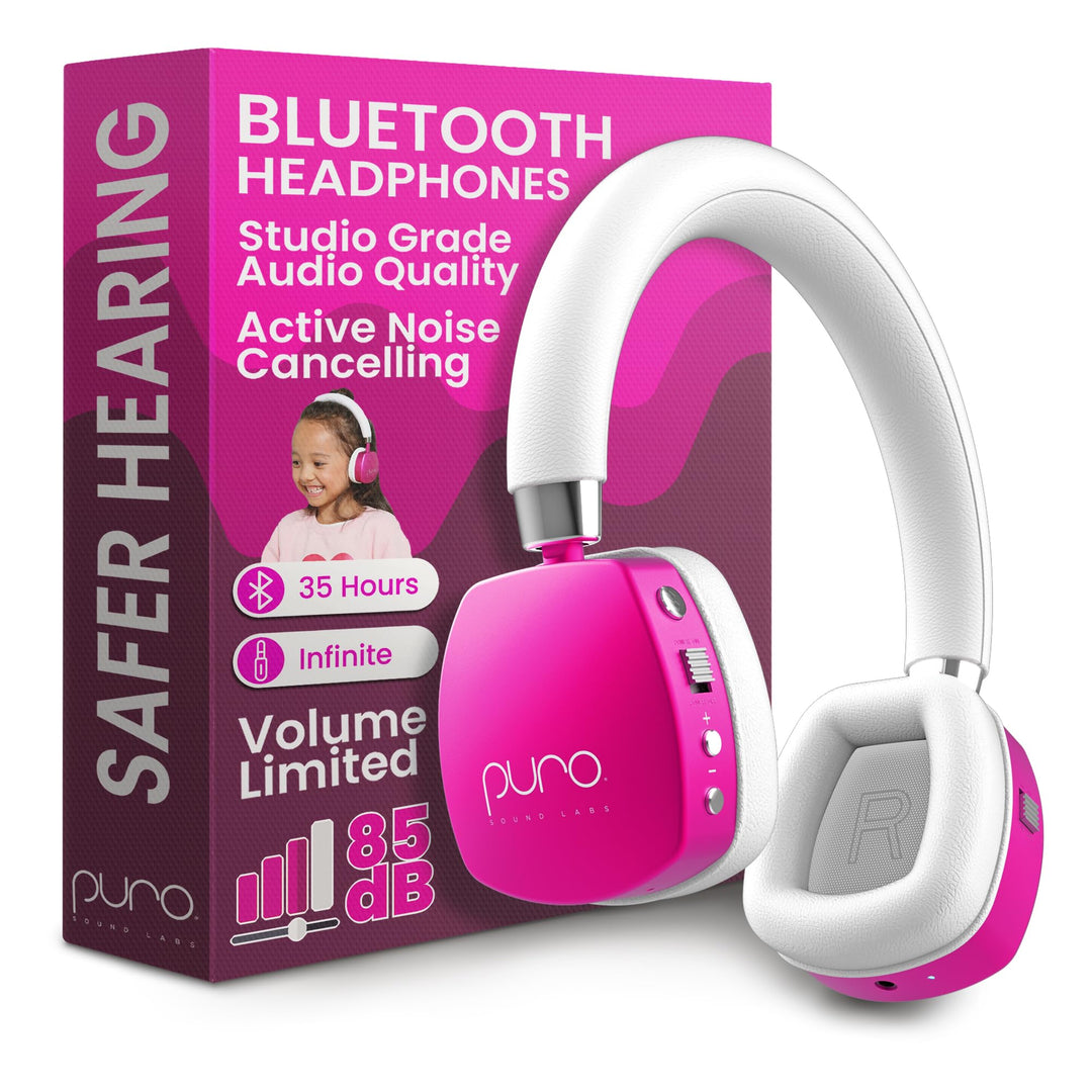 Puro Sound Labs PuroQuiet Plus Lautstärkebegrenzte On-Ear Active Noise Cancelling Bluetooth Kopfhöre