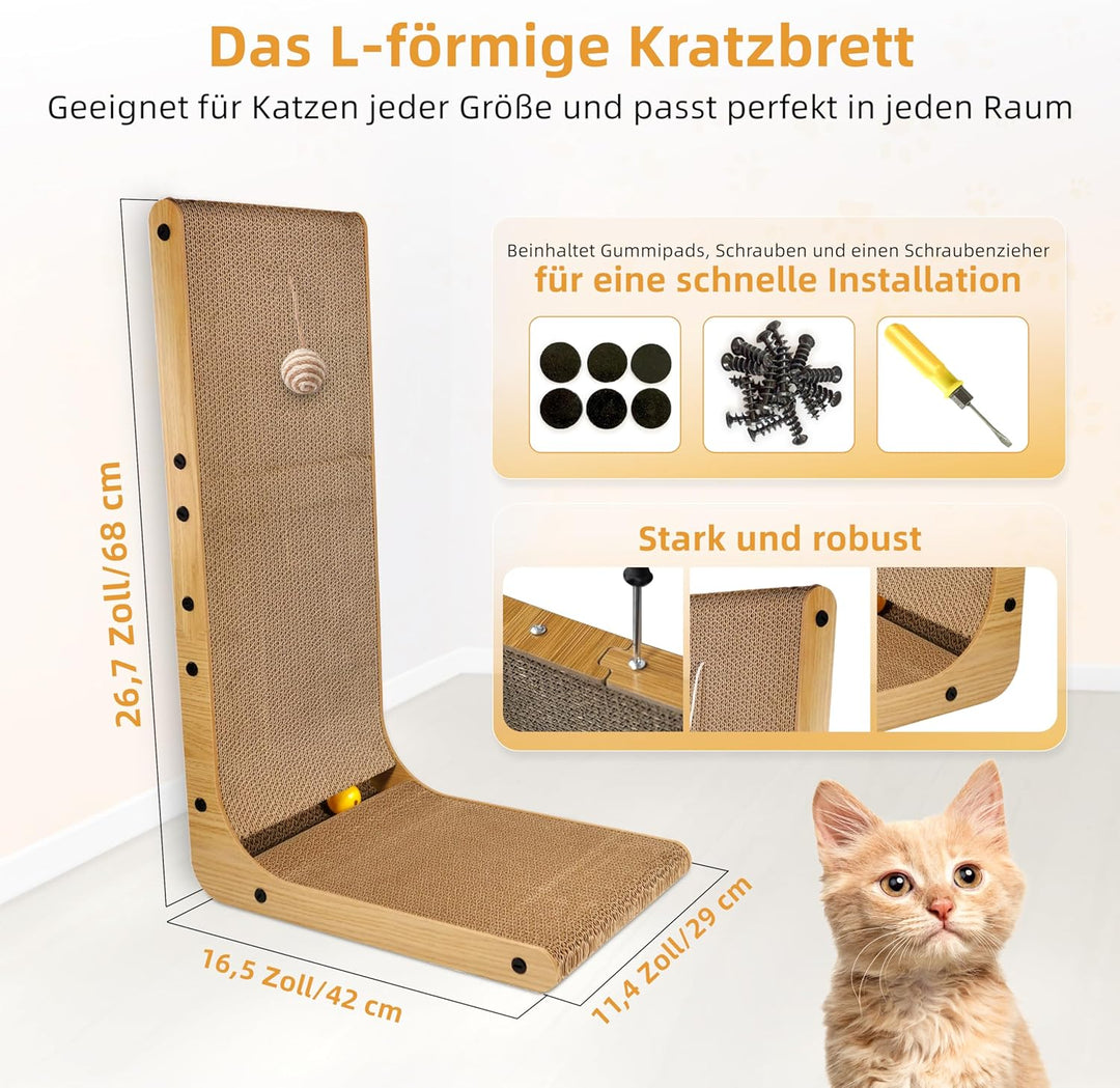 Kratzbrett 68cm hoch Kratzbretter Katze Katzenkratzbretter Kratzmöbel Kratzpappe für Katzen gross XX