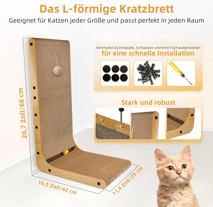 Kratzbrett 68cm hoch Kratzbretter Katze Katzenkratzbretter Kratzmöbel Kratzpappe für Katzen gross XX