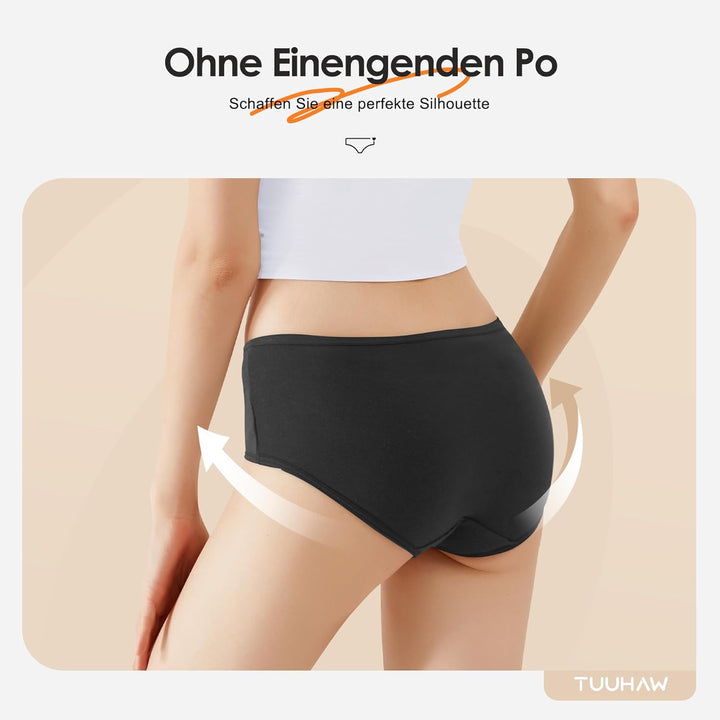 Unterhosen Damen Unterwäsche 6er Pack Baumwolle Slips Mittel Taille Panties XS 6*grau, XS 6*grau