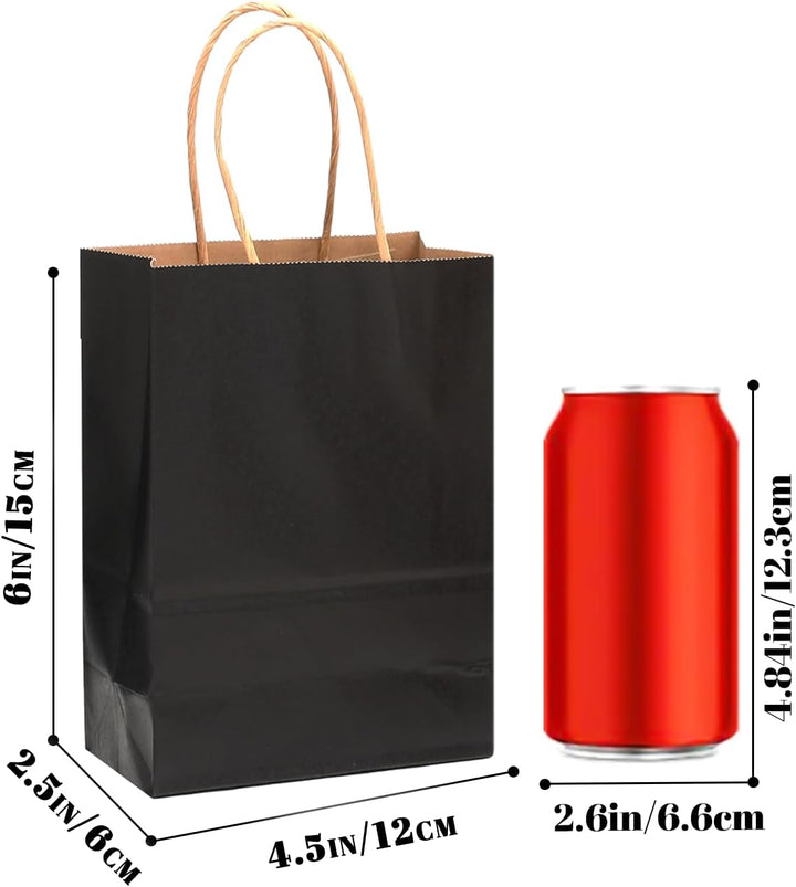 Gcardist 50 Stück Mini-Geschenktüten Schwarz-Geschenktüten aus Papier mit Henkeln–Tasche Partygesche