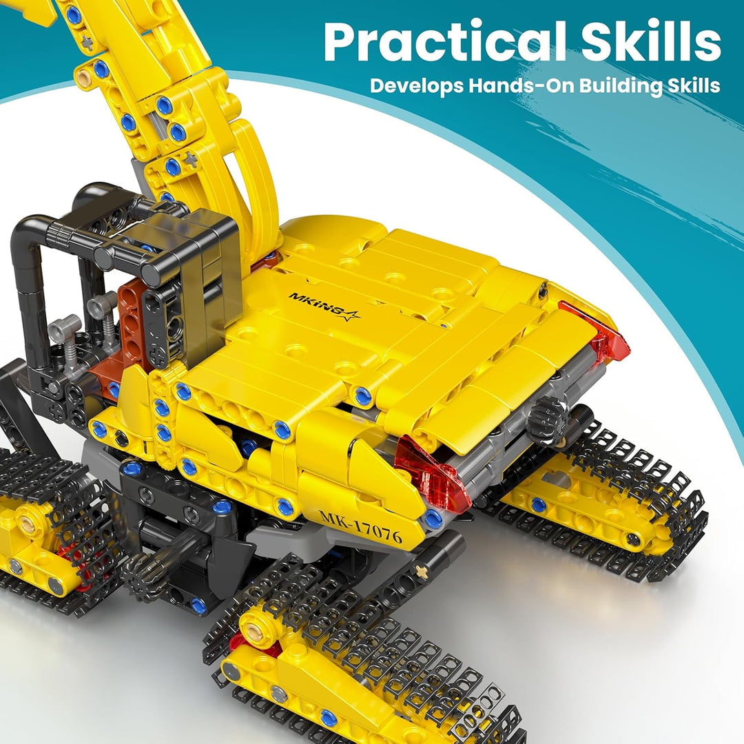 Mould King Bagger Bauset, Konstruktions-Baukasten für Modellbagger mit 840 Teilen, STEM Spielzeug fü