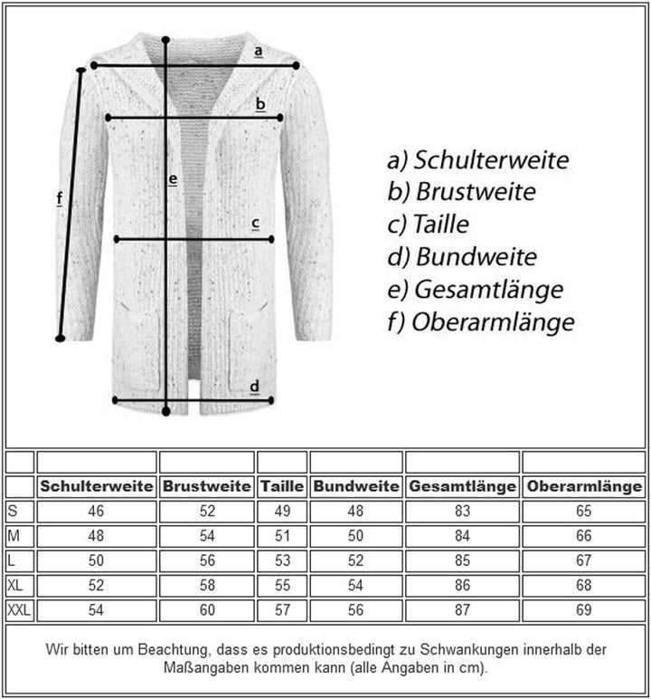 Carisma Herren Feinstrick Cardigan leichte Weste Strickjacke mit Kapuze Lange Passform Oversize Long