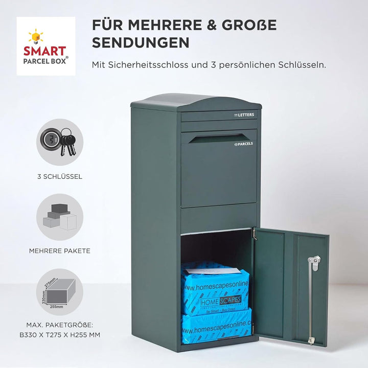 SMART PARCEL BOX Paketbox draussen, Standbriefkasten mit Paketfach, Paketbriefkasten XXL, grosse Pos