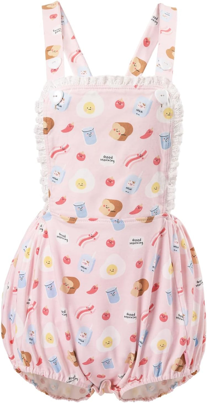 Baumwolle Knopf Schritt Erwachsene Onesie Strampler Bodysuit Pyjamas- Full Print Overalls, XS Fr