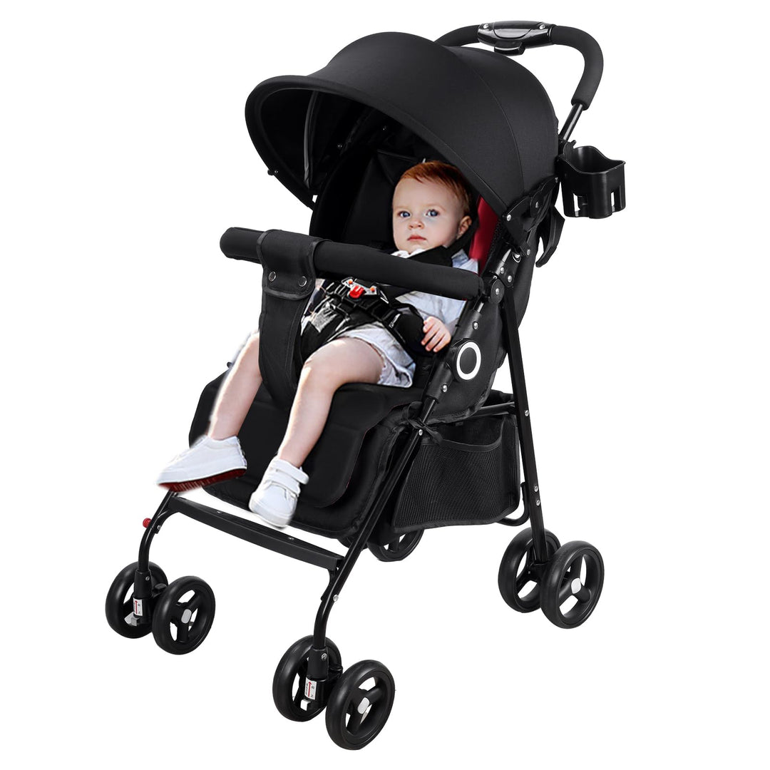 Vinteky Kinderwagen Buggy Kinderbuggy klappbar Sportwagen Faltbar 360° 4-Zoll-Räder,mit Liegefunktio