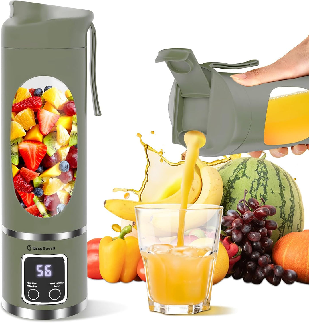 EasySpeed Tragbarer Mixer Smoothie Maker, 500ml Persönlicher Mini Entsafter Auslaufsicherem Deckel &