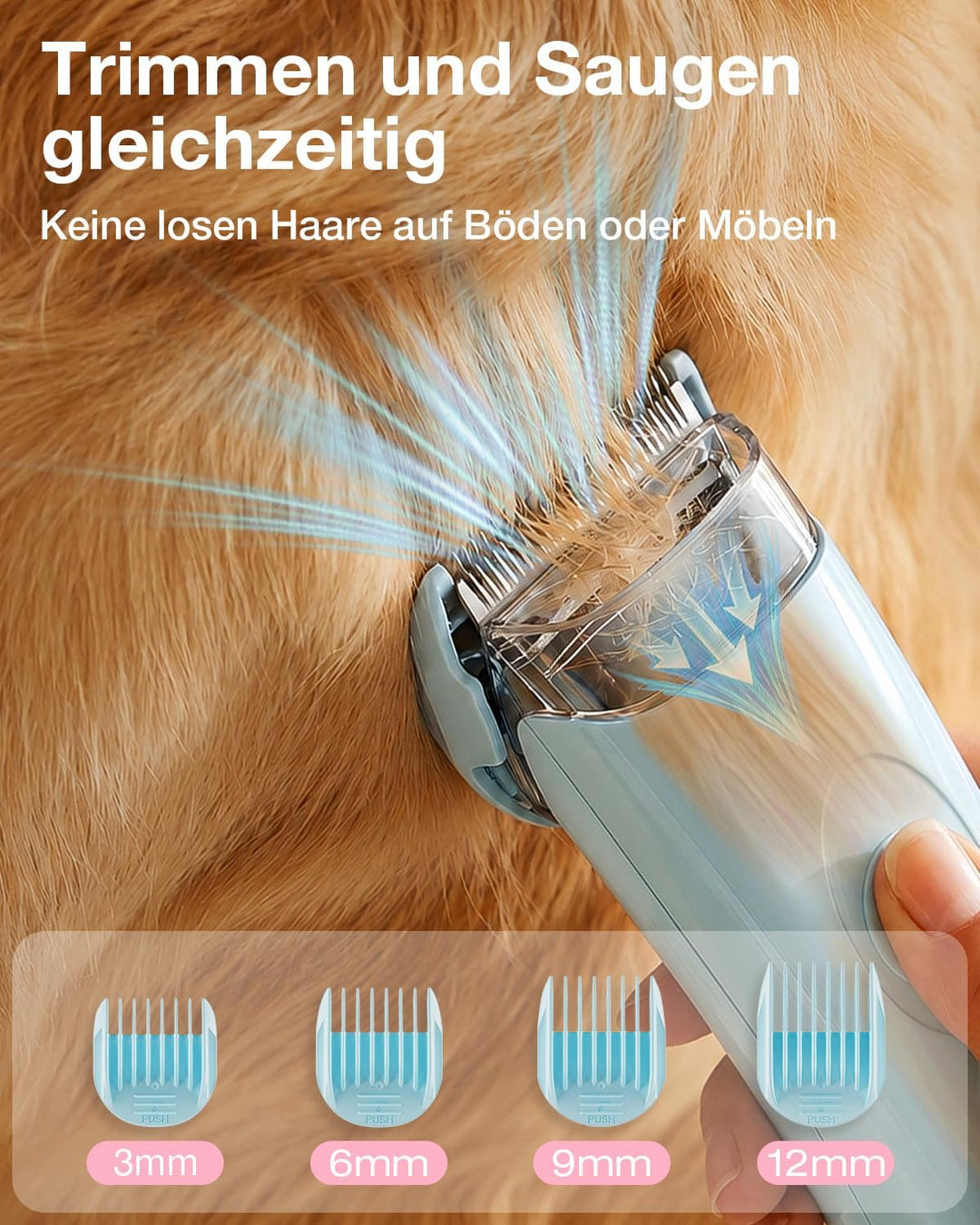 Hundeschermaschine mit Staubsauger, 7-in-1 Tierpflege Set mit 11000 Pa Saugkraft, Leise Fellpflegege